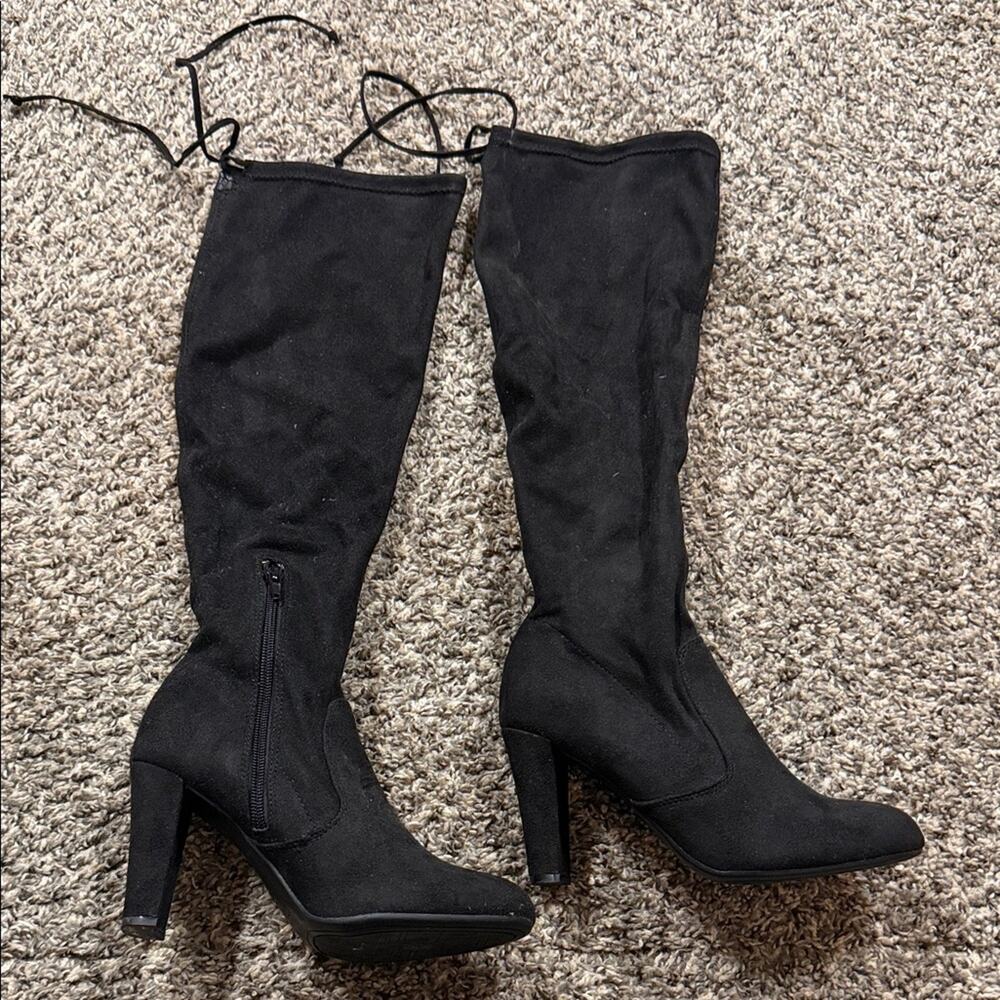 Unisa Black Heeled Knee-High Boots Size 6.5